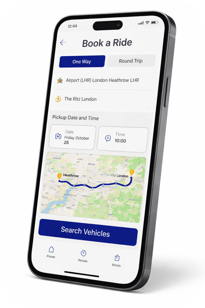 Book a taxi online – ride booking app interface for local cab service